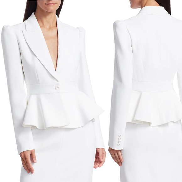 MICHAEL KORS 2-piece Puff Shoulder Ruffled Peplum Blazer & Pencil Skirt Set - Picture 6 of 14